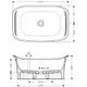 Waschtisch mit rechteckiger Form, Wandmontage, vorgezeichneten Abmessungen für Sanitärinstallation. AXOR-Design, ohne zusätzliche Elemente oder Dekoration.
